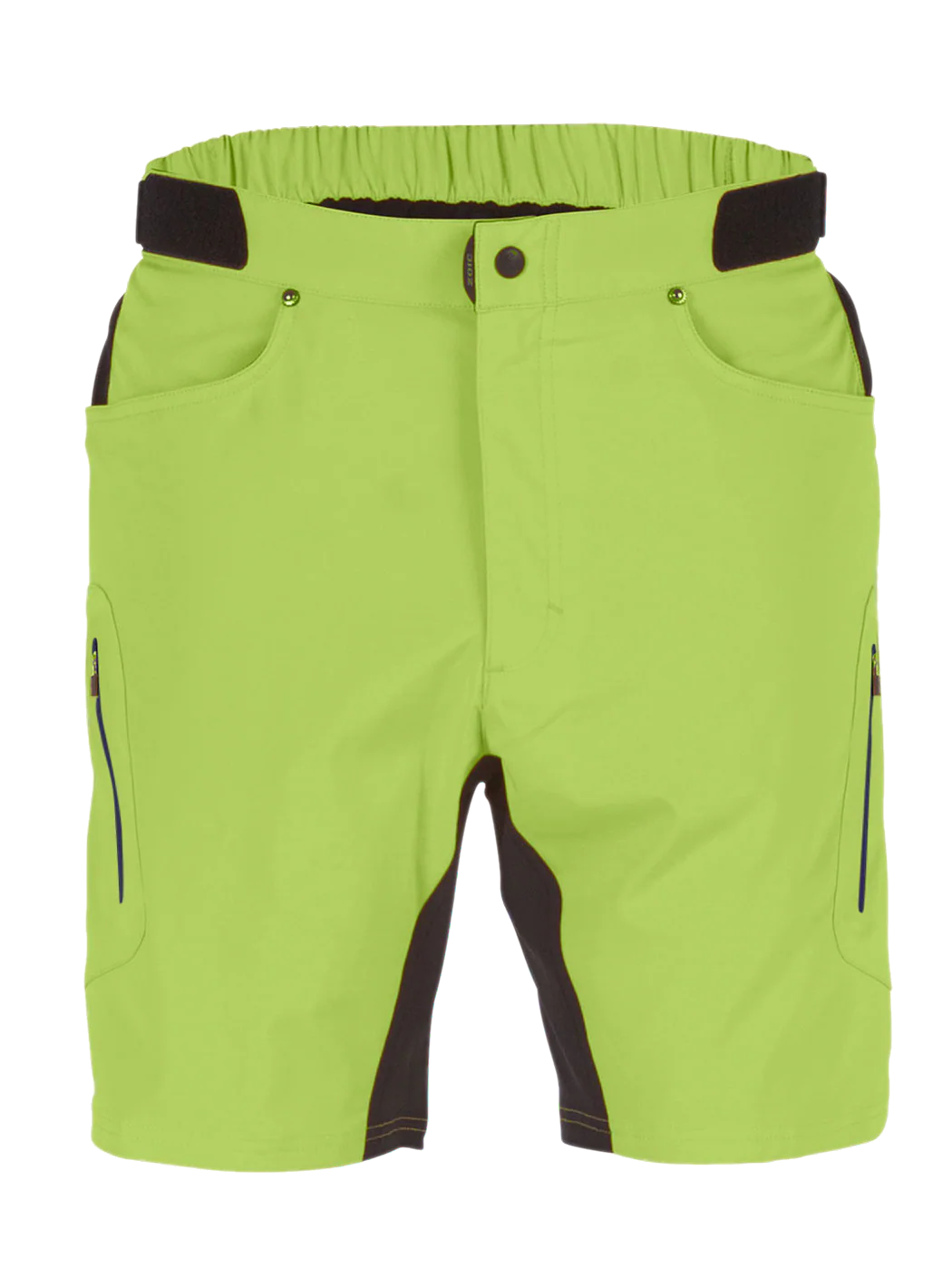 Green shorts with black accents on a white background