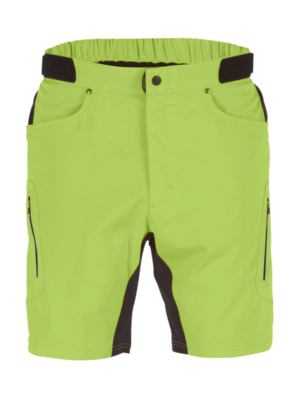 Green shorts with black accents on a white background