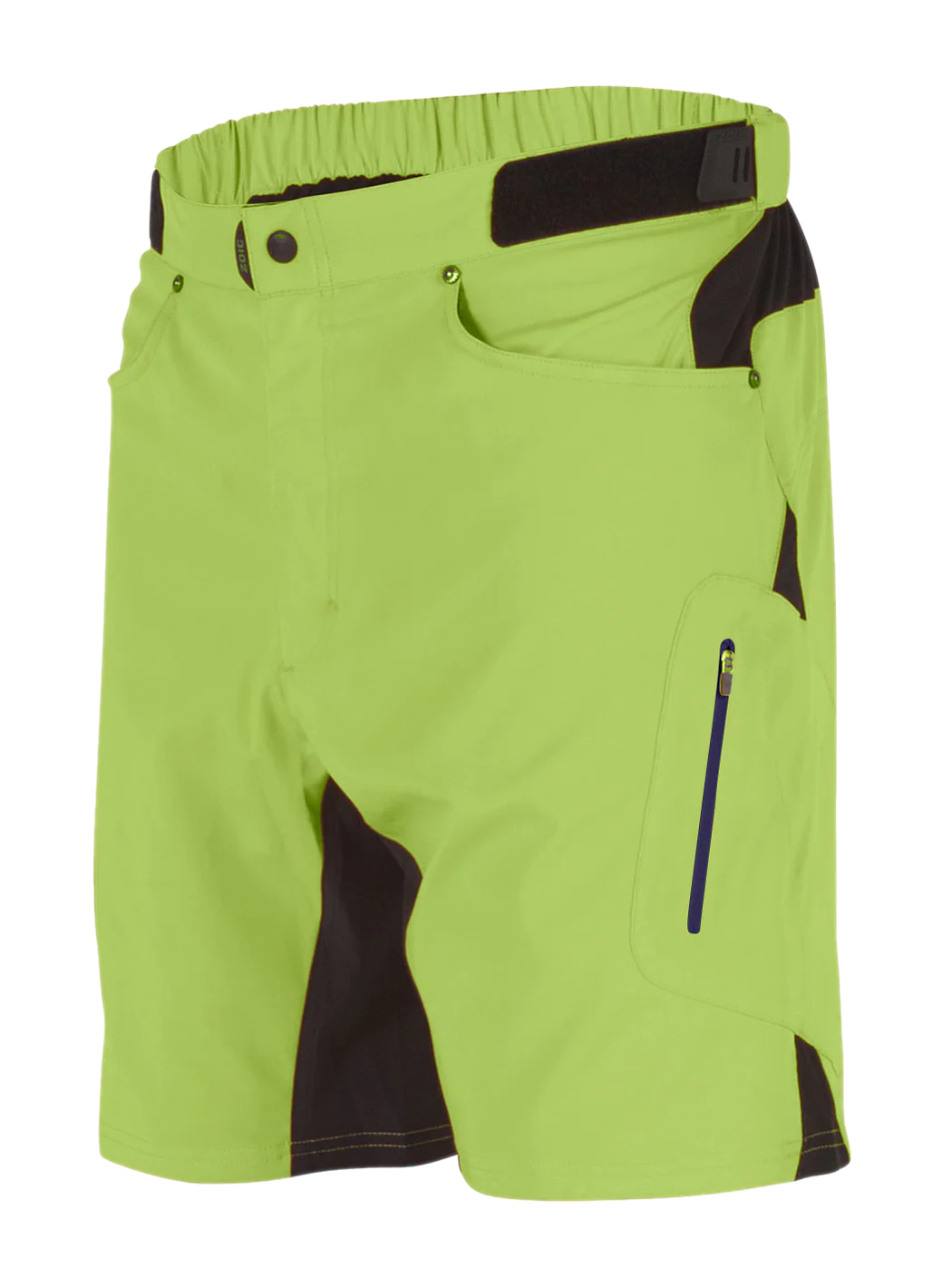 Green shorts with black accents on a white background