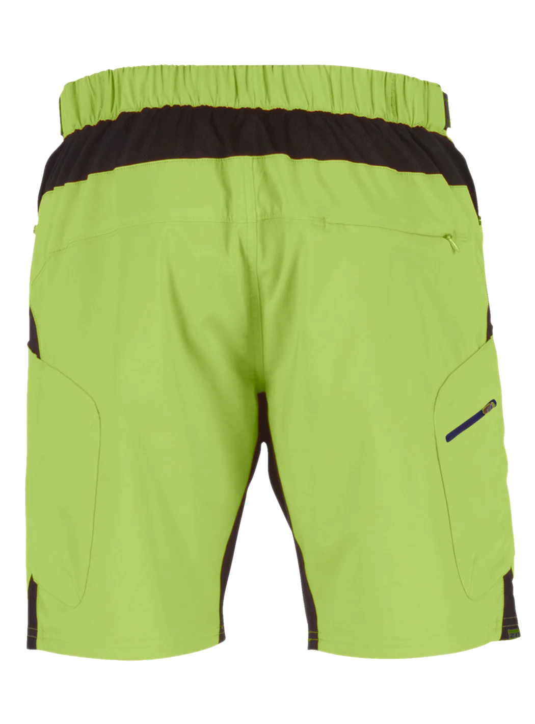 Green shorts with black accents on a white background