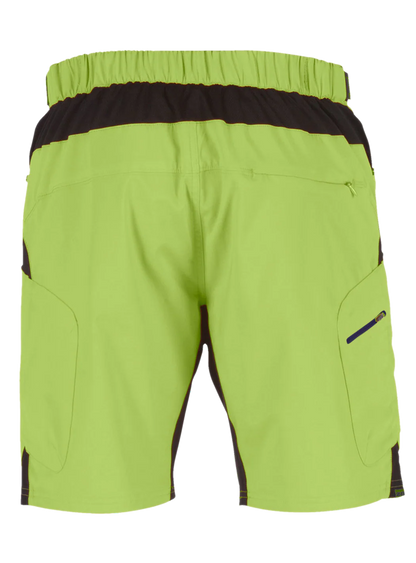 Green shorts with black accents on a white background