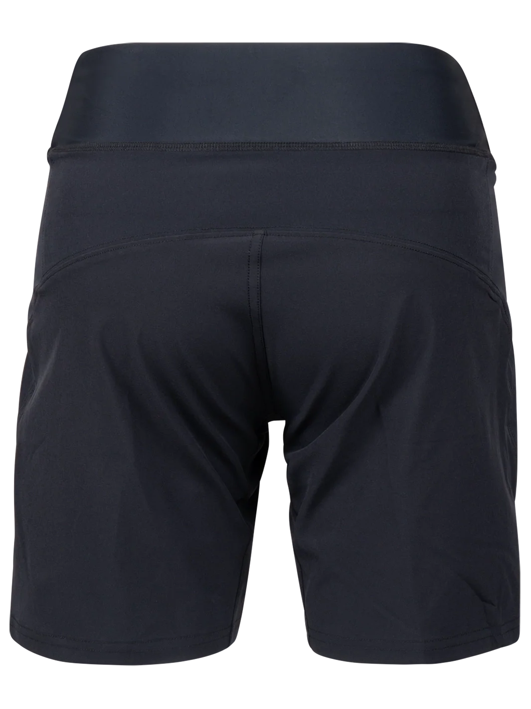 Black athletic shorts on a white background