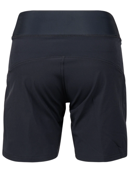 Black athletic shorts on a white background