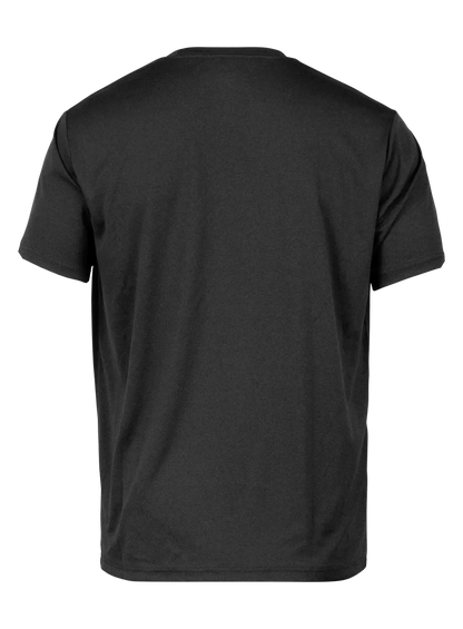 Black t-shirt on a white background
