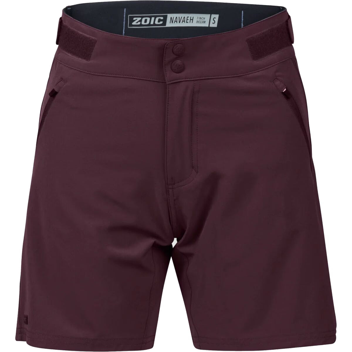Maroon shorts with a visible brand label on a white background