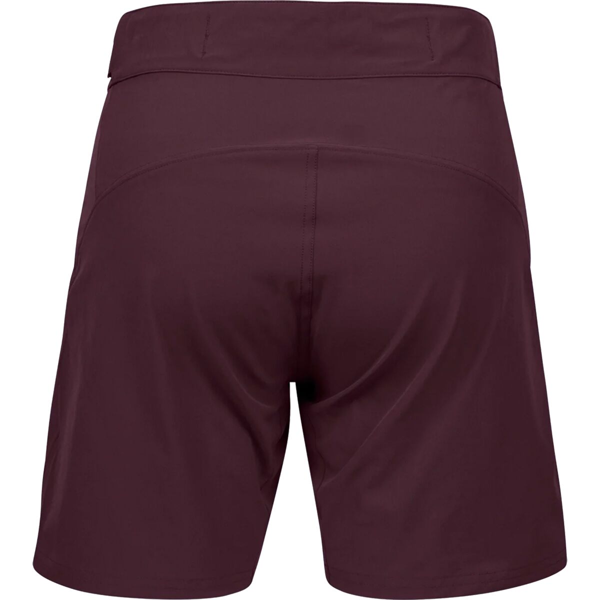 Maroon shorts shown from the back on a white background