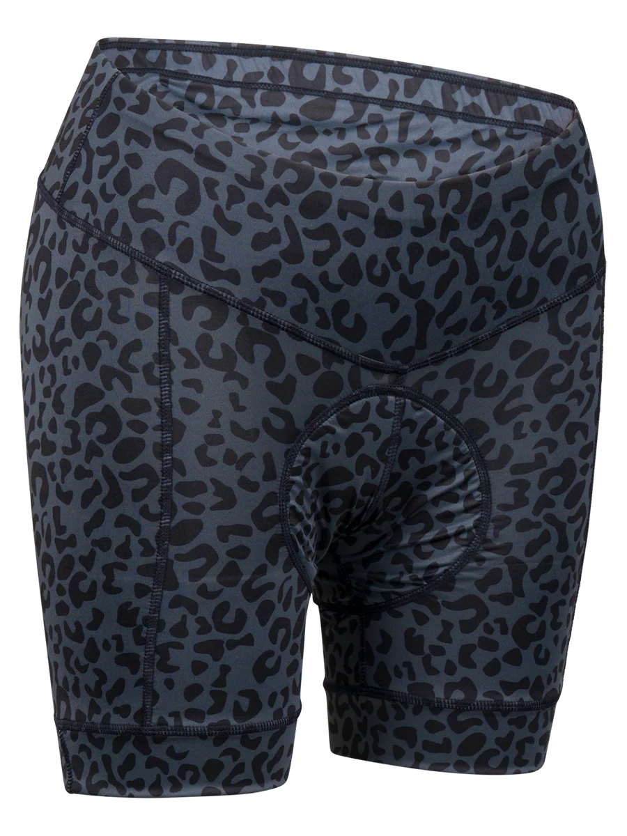 Leopard print shorts on a white background
