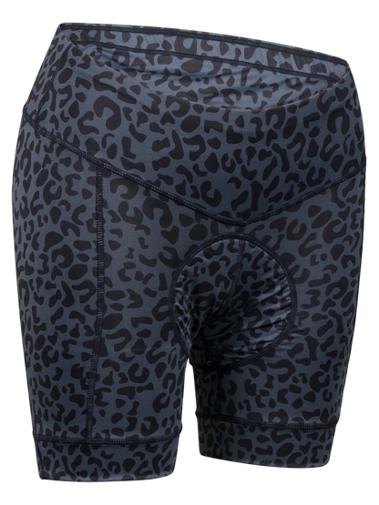 Leopard print shorts on a white background