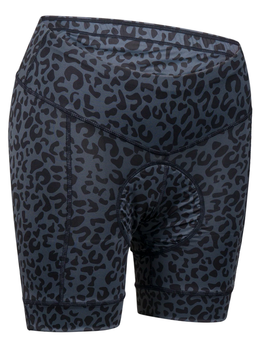 Leopard print shorts on a white background