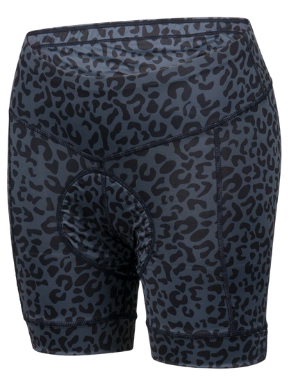 Leopard print shorts on a white background