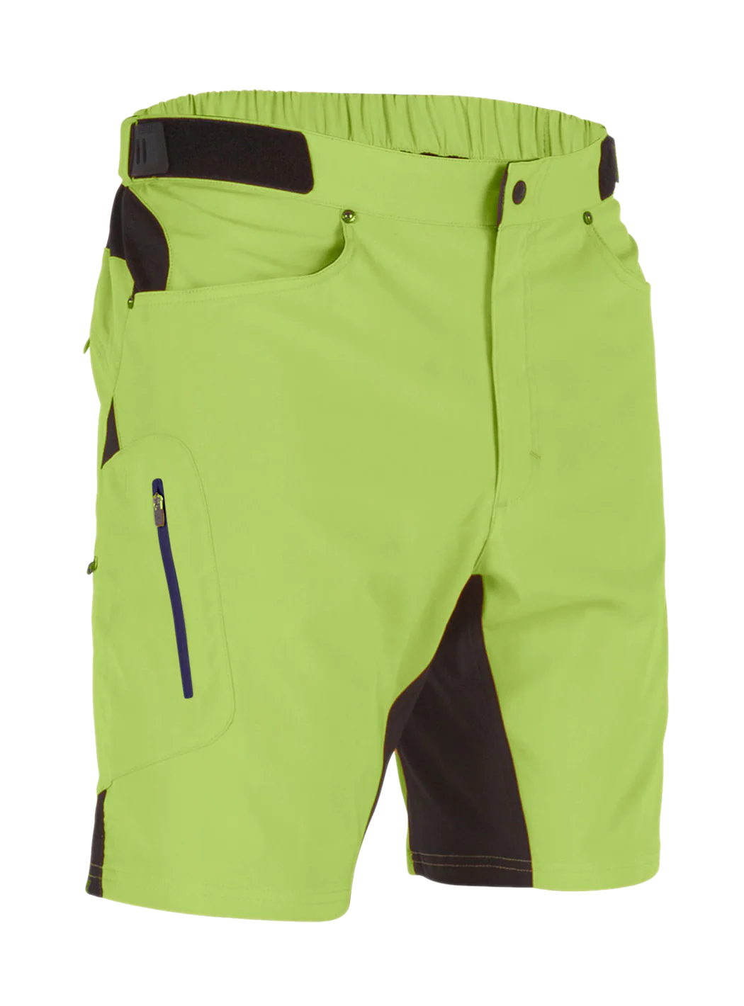 Green shorts with black accents on a white background