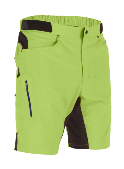 Green shorts with black accents on a white background