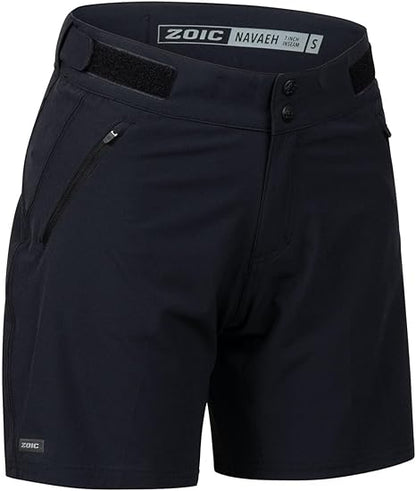 Black shorts with 'ZOIC' branding on a white background