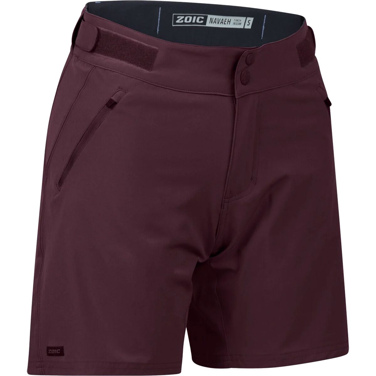 Maroon shorts with a visible brand label on a white background