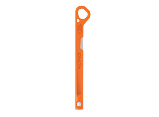 Orange petzl multihook with brand name on a white background