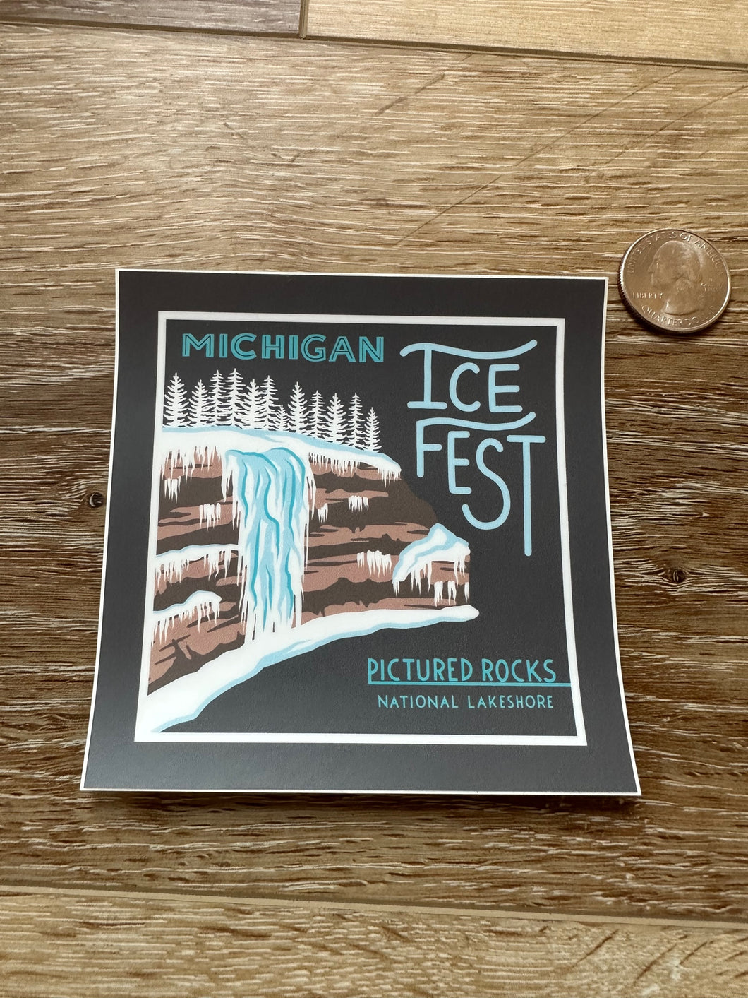 Michigan Ice Fest Pictured Rocks National Lakeshore Waterfall Sticker