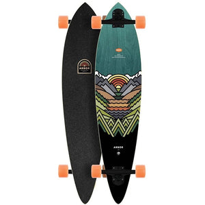 Arbor Artist Fish 37" Longboard Black Grip Tape and Neutral Colored Graphics 