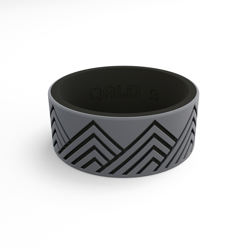 QALO Men's Black Silicone Ring 10